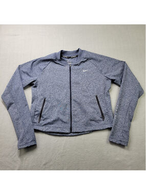 Nike Running Jacket Womens Size M Blue Long Sleeve Cropped Thumbholes Stretch